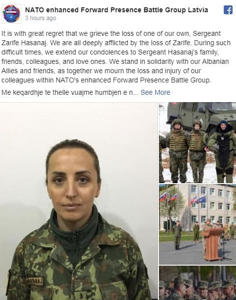 NATO reagon për vdekjen e ushtarakes shqiptare në Letoni 