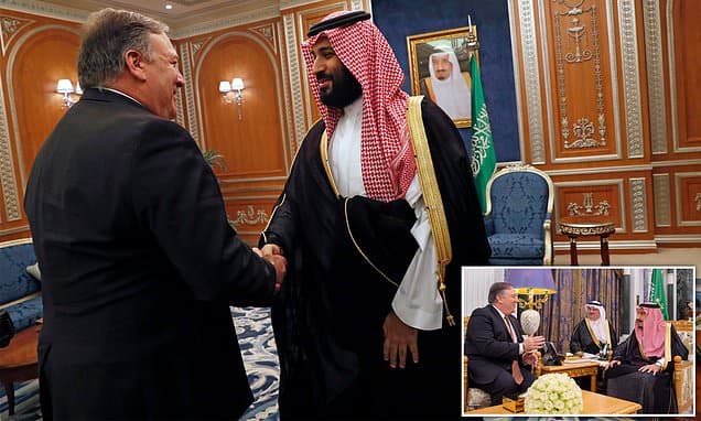Mes zemërimit global për zhdukjen e gazetarit saudit, Mike Pompeo shtrëngon duart në Riad me princin e kurorës Bin Selman
