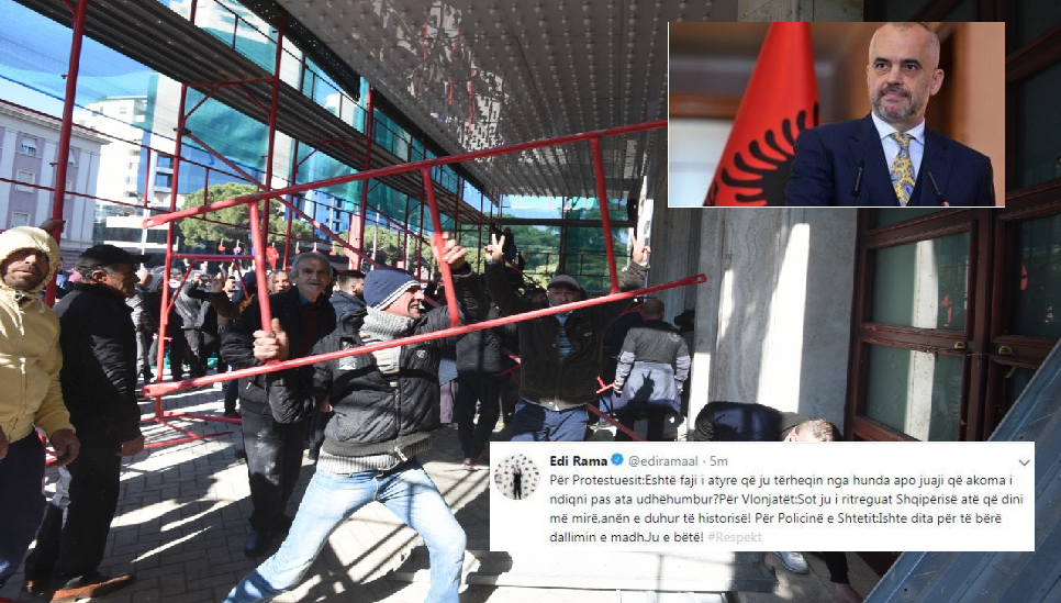 Pas protestës Rama u drejtohet protestuesve, vlonjatëve dhe policisë