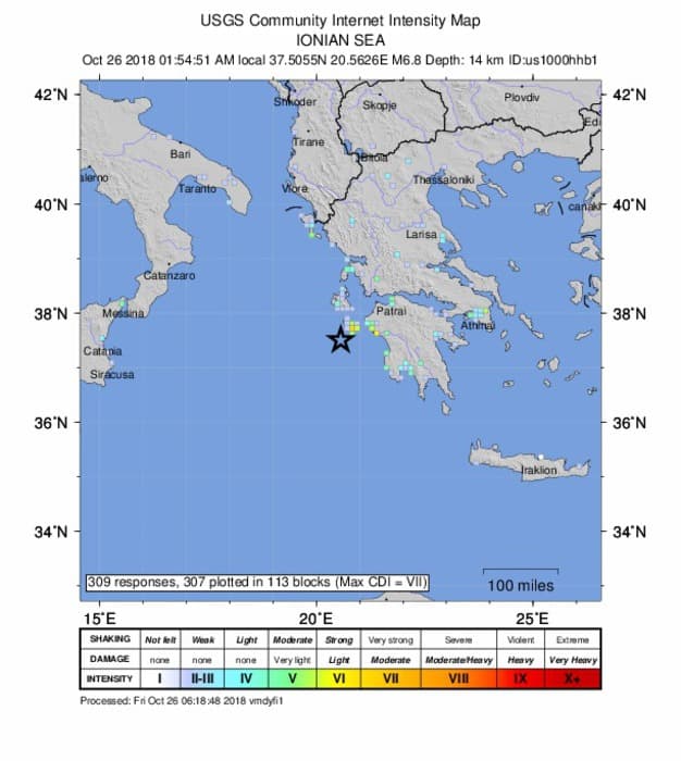 Tërmet 6.8 ballë në Greqi, lëkundjet ndihen edhe në Shqipëri dhe në jug të Italisë