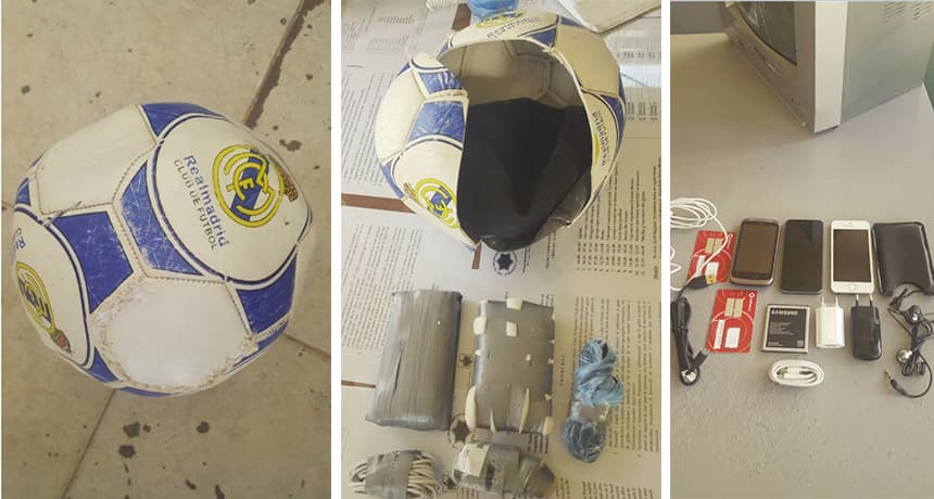 Gol në burgun e Lezhës, topi i Real Madrid me celularë për të burgosurit