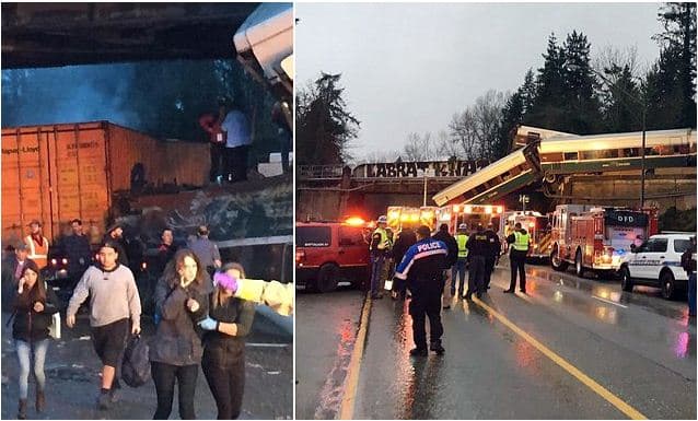 Treni rrëzohet nga ura në SHBA, dyshohet për 6 të vdekur dhe 77 të plagosur (VIDEO)
