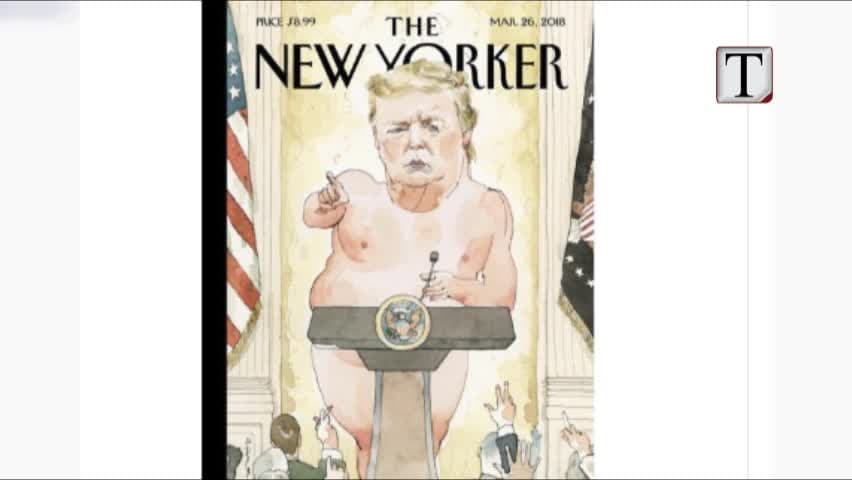 Karikaturisti “zhvesh” Trump-in para gazetarëve (VIDEO)
