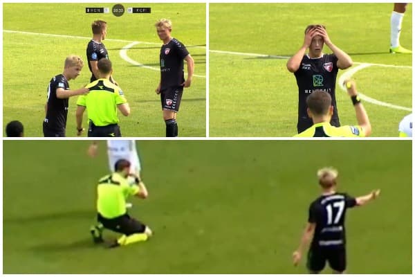 Gabimi gjatë aksionit, arbitri ulet në gjunjë dhe i kërkon falje lojtarëve (VIDEO)