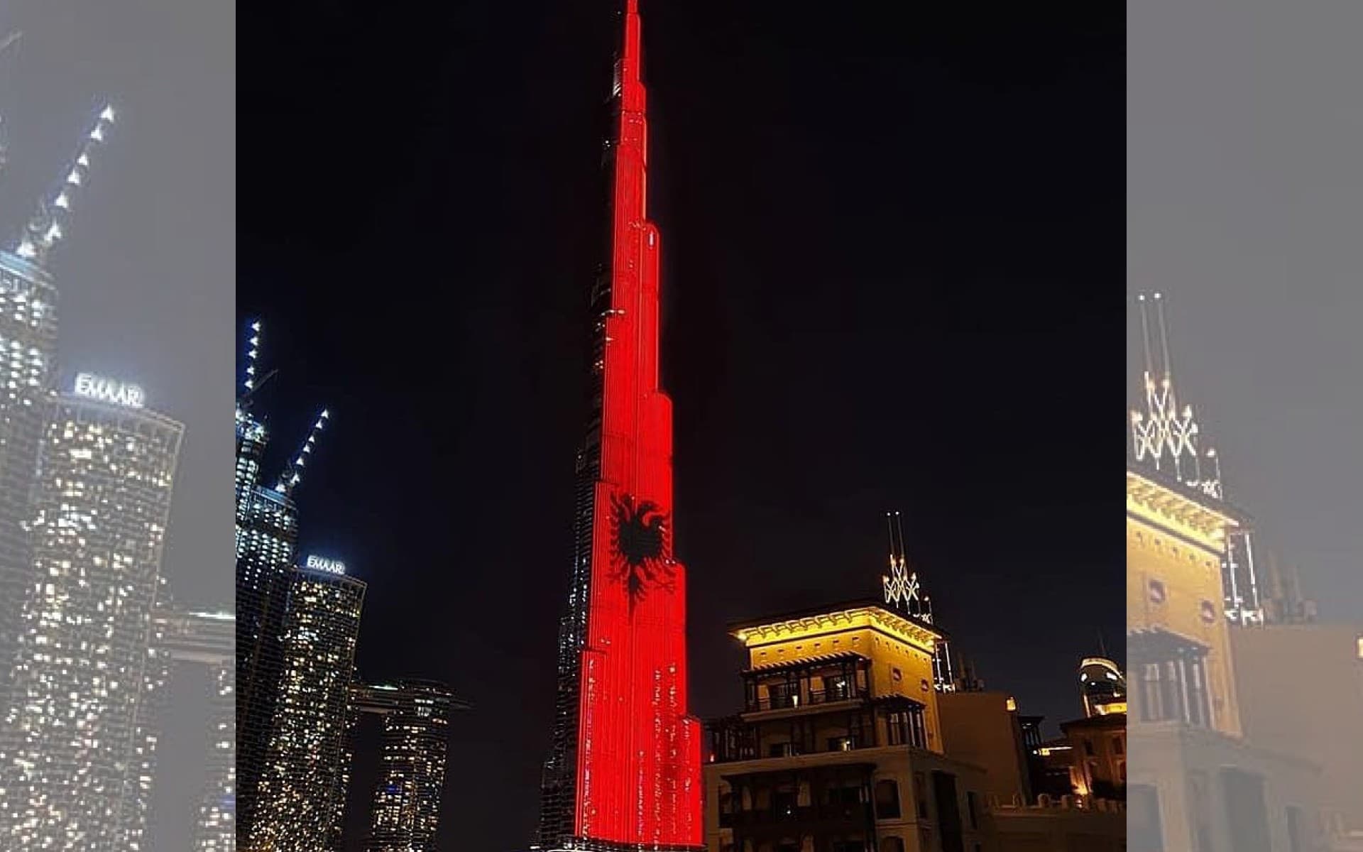Dita e Pavarësisë së Shqipërisë/ Edhe Burj Khalifa vishet kuqezi