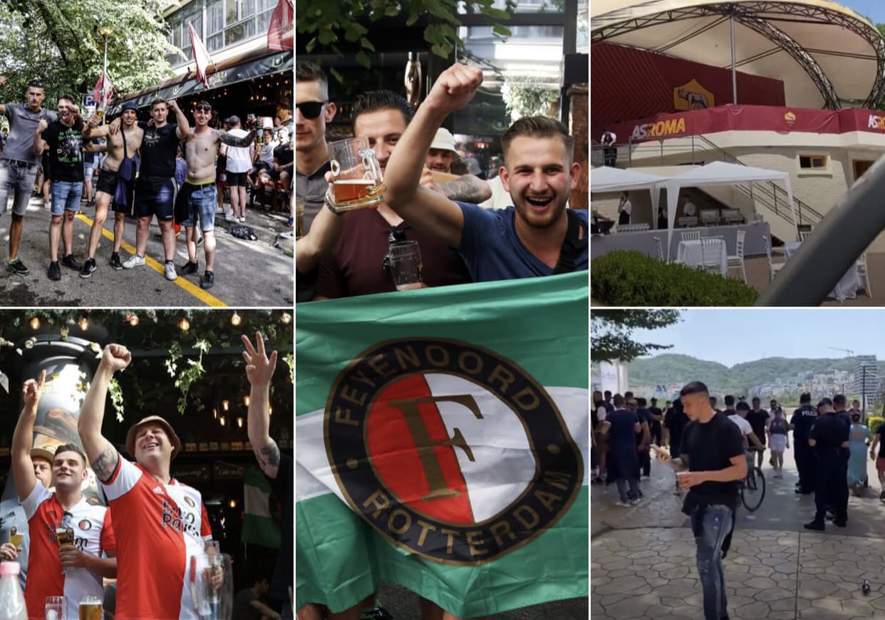 Finalja e Conference League/ Tifozët e Feyenoord “pushtojnë” Pedonalen, italianët më të qetë (VIDEO)