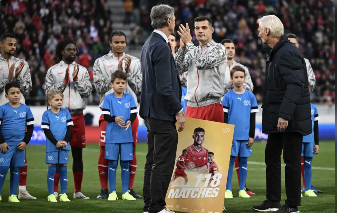Plot 118 ndeshje, Granit Xhaka futet në historinë e Zvicrës