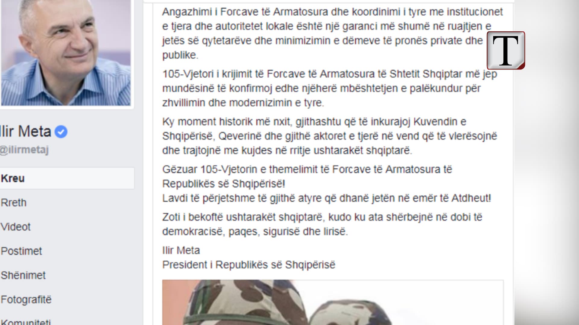 Meta: Qeveria të trajtojë me kujdes ushtrinë (VIDEO)