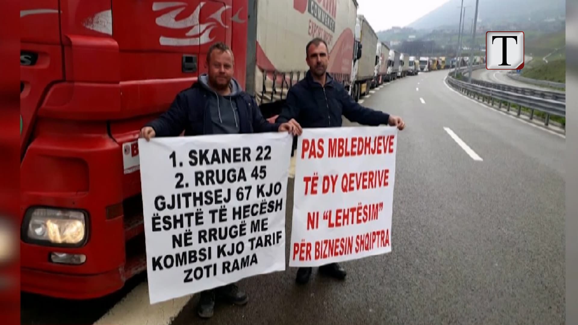 Taksa e Rrugës së Kombit, Kosova protestë me 150 kamionë bosh (VIDEO)