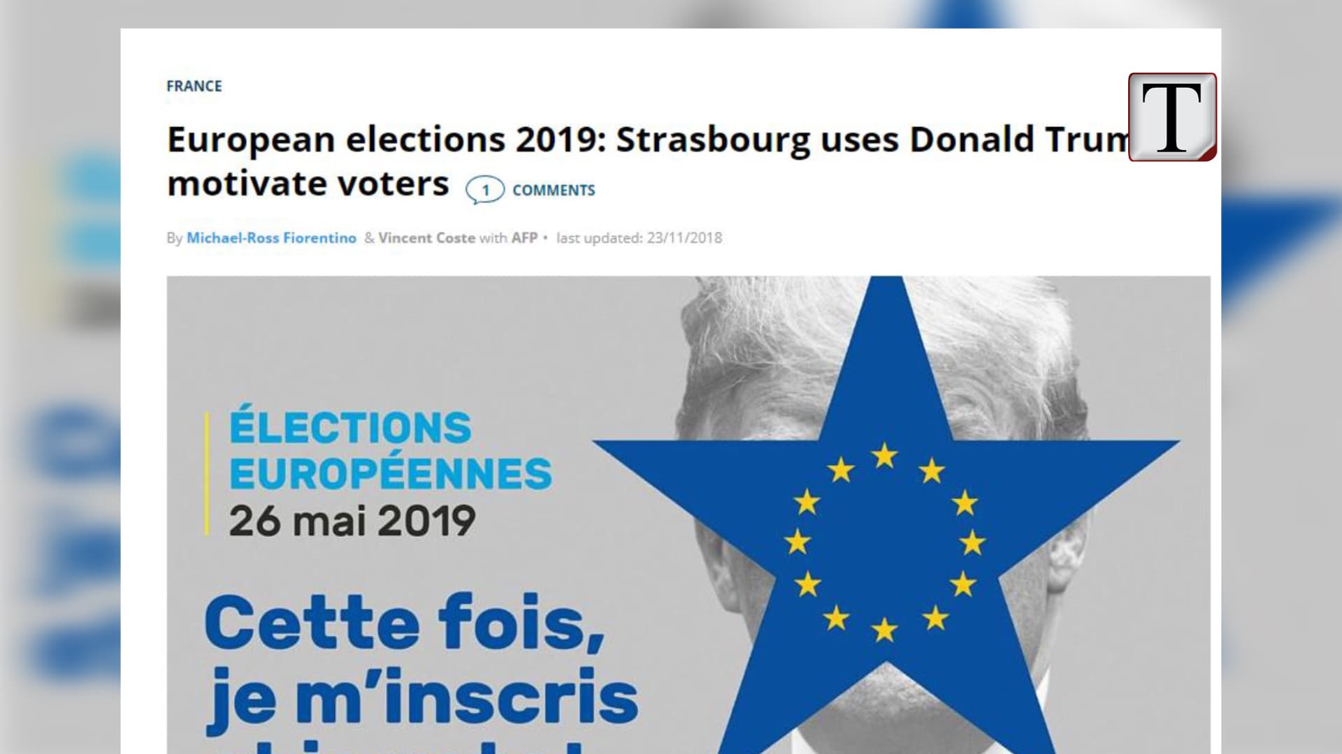 Zgjedhjet europiane 2019: Strasburgu “thërret” votuesit me posterin e Trump (VIDEO)