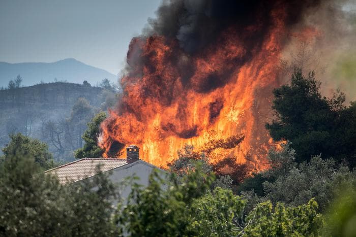 Greqi: Ishulli Evia, ende në flakë