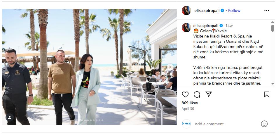 Elisa Spiropali ne Klajdi Resort